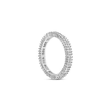 Haus of Brilliance 10k White Gold Gemstone Double Row Eternity Band Ring