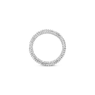 Haus of Brilliance 10k White Gold Gemstone Double Row Eternity Band Ring