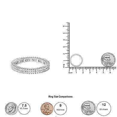 Haus of Brilliance 10k White Gold Gemstone Double Row Eternity Band Ring