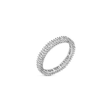 Haus of Brilliance 10k White Gold Gemstone Double Row Eternity Band Ring