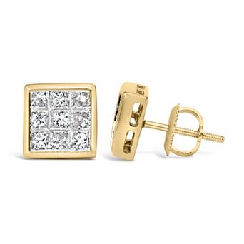 Haus of Brilliance 14k Yellow Gold 1/0 Carat T.W. Princess Cut Diamond Stud Earrings