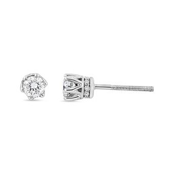 Haus of Brilliance 14k White Gold 1/2 Carat T.W. Round Diamond Crown Stud Earrings