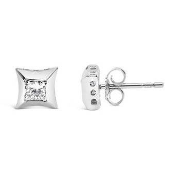 Haus of Brilliance 10k White Gold 1/2 Carat T.W. Invisible Set Diamond Stud Earrings