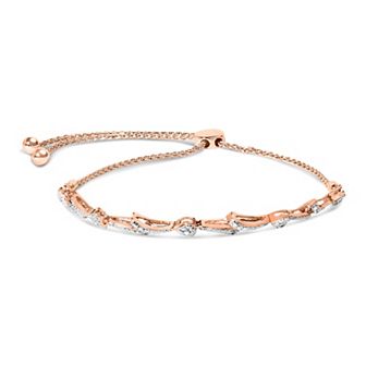 Haus of Brilliance Diamond Accent Heart & Wave Link Bolo Bracelet