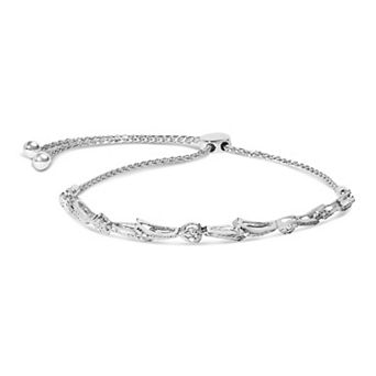 Haus of Brilliance Diamond Accent Heart & Wave Link Bolo Bracelet