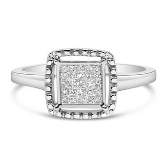 Haus of Brilliance Sterling Silver 1/5 Carat T.W. Invisible Set Diamond Promise Ring