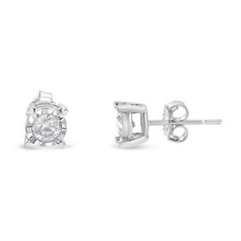 Haus of Brilliance Sterling Silver 1/2 Carat T.W. Round Brilliant-Cut Diamond Stud Earrings