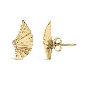 Haus of Brilliance Diamond Accent Fan Wing Stud Earrings