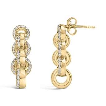 Haus of Brilliance 14k Yellow Gold Plated Diamond Chain Link Drop Earrings
