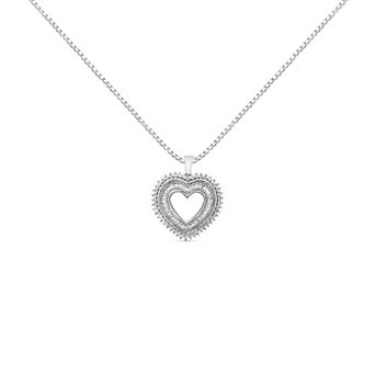Haus of Brilliance Diamond Shadow Open Heart Halo Pendant Necklace