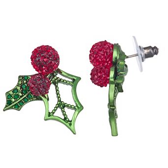 Simply Vera Vera Wang Silver Tone Holiday Mistletoe Stud Earrings