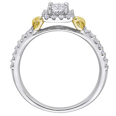 Stella Grace Two Tone 14k Gold 3/4 Carat T.W. Diamond Halo Engagement Ring