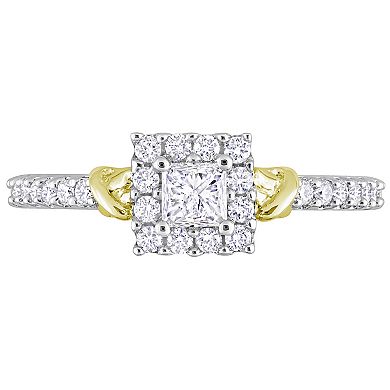 Stella Grace Two Tone 14k Gold 3/4 Carat T.W. Diamond Halo Engagement Ring