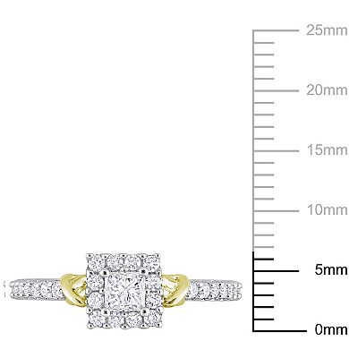 Stella Grace Two Tone 14k Gold 3/4 Carat T.W. Diamond Halo Engagement Ring