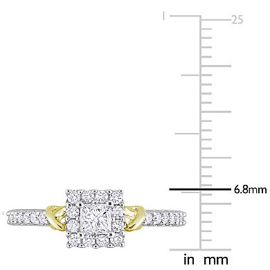 Stella Grace Two Tone 14k Gold 3/4 Carat T.W. Diamond Halo Engagement Ring