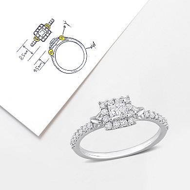 Stella Grace Two Tone 14k Gold 3/4 Carat T.W. Diamond Halo Engagement Ring