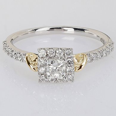 Stella Grace Two Tone 14k Gold 3/4 Carat T.W. Diamond Halo Engagement Ring