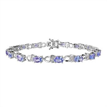 Oro Leoni Sterling Silver Tanzanite & Diamond Bracelet