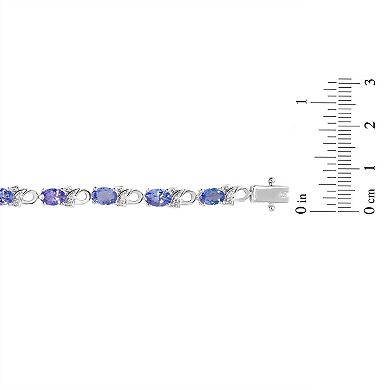 Oro Leoni Sterling Silver Tanzanite & Diamond Bracelet