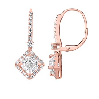 Oro Leoni ROSE TONE CUBIC ZIRCONIUM DANGLE EARRINGS