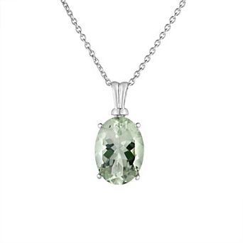 Oro Leoni Sterling Silver Oval-Cut Green Quartz Pendant Necklace