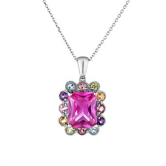 Oro Leoni Sterling Silver Multi-Gemstone Pendant Necklace