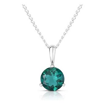 Oro Leoni 14K White Gold Created Emerald Pendant Necklace