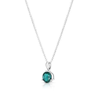 Oro Leoni 14K White Gold Created Emerald Pendant Necklace