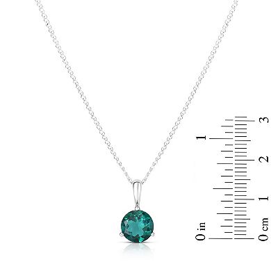Oro Leoni 14K White Gold Created Emerald Pendant Necklace