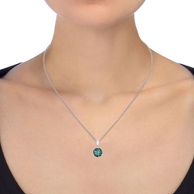 Oro Leoni 14K White Gold Created Emerald Pendant Necklace