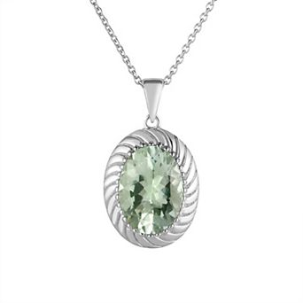 Oro Leoni Sterling Silver Gemstone Pendant Necklace