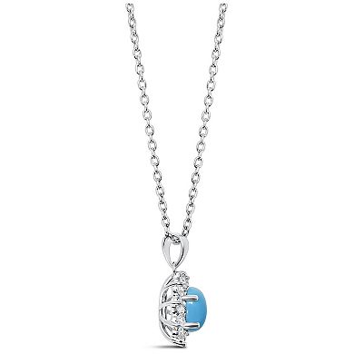 Oro Leoni Sterling Silver Turquoise & Cubic Zirconia Pendant Necklace