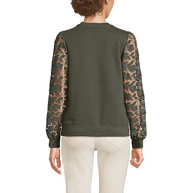 Women's Lands' End Lace Sleeve Sweatshirt