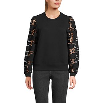 Women's Lands' End Lace Sleeve Sweatshirt