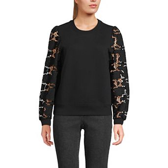Women's Lands' End Lace Sleeve Sweatshirt