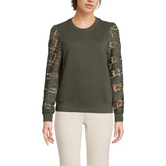 Women's Lands' End Lace Sleeve Sweatshirt