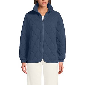Women's Lands' End Quilted Rain Defense Serious Sweats Zip Up Sweatshirt