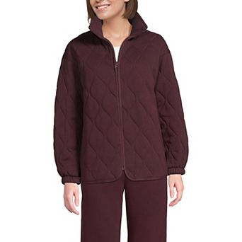 Women's Lands' End Quilted Rain Defense Serious Sweats Zip Up Sweatshirt