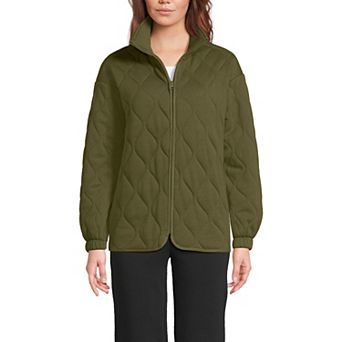 Women's Lands' End Quilted Rain Defense Serious Sweats Zip Up Sweatshirt