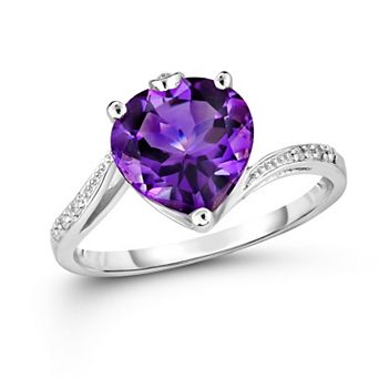 Oro Leoni 14K White Gold Amethyst & Diamond Ring
