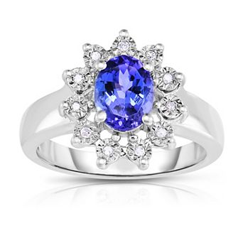 Oro Leoni Sterling Silver Tanzanite & Diamond Ring