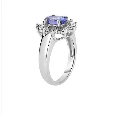Oro Leoni Sterling Silver Tanzanite & Diamond Ring