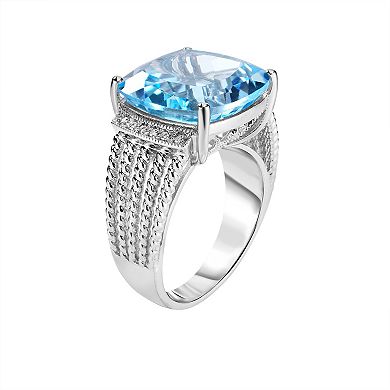 Oro Leoni Sterling Silver Gemstone & Diamond Ring