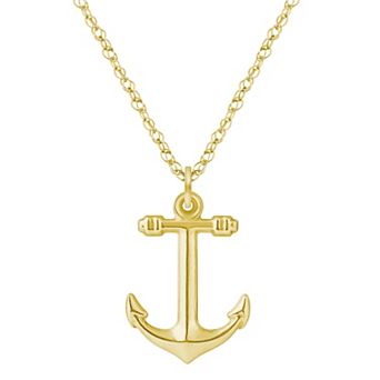 Celebration Gems 10k Gold Anchor Pendant Necklace