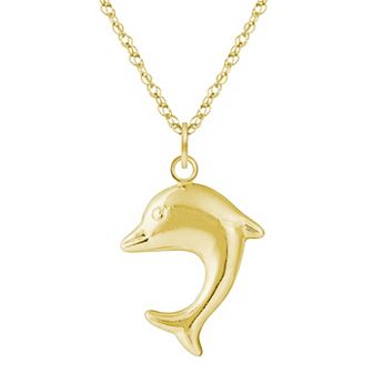 Celebration Gems 10k Gold Dolphin Pendant Necklace