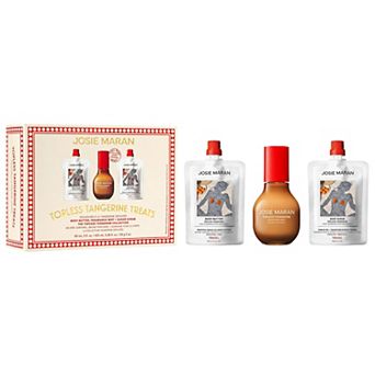 Josie Maran Topless Tangerine Treats Body Butter, Fragrance Mist, Sugar Scrub Gift Set