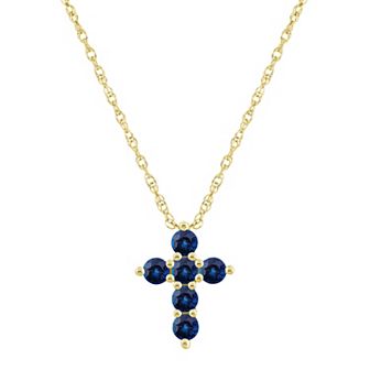 Alyson Layne Sapphire Mini Cross Pendant Necklace