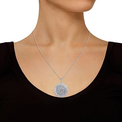 Celebration Gems Sterling Silver Saint Christopher Medallion Pendant Necklace