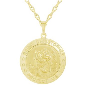 Celebration Gems Sterling Silver Saint Christopher Medallion Pendant Necklace