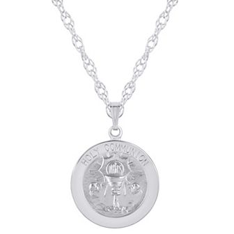 Celebration Gems Sterling Silver Holy Communion Medallion Pendant Necklace
